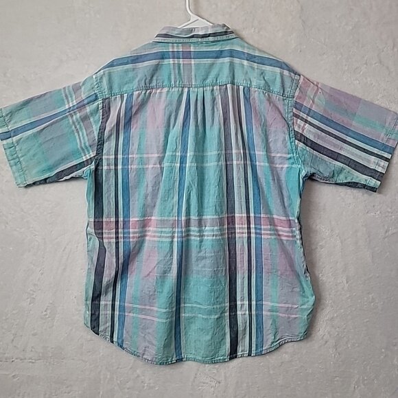 VTG WOOLRICH Mens Madras Plaid Short Sleeve Button Down Shirt Size XL Colorful - Picture 2 of 16